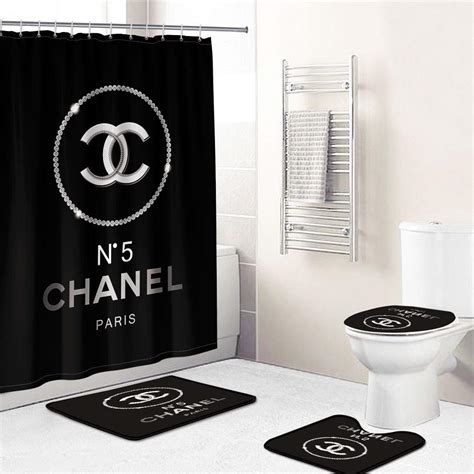 black chanel shower curtain|chanel shower curtain sets.